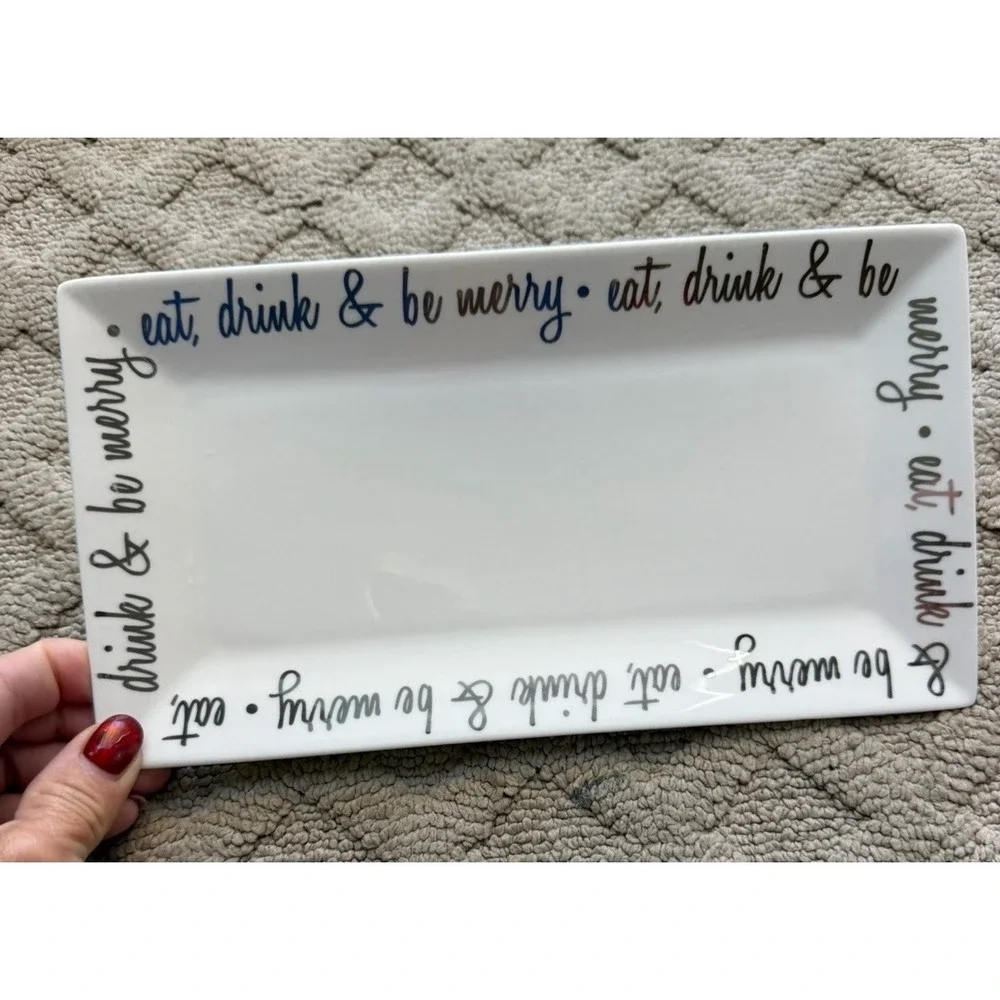 Ciroa BE MERRY (PLATINUM) Salad Plate/Rectangle Serving Plate